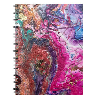 Abstracte magische bloemen roze goud sinaasappel b notitieboek