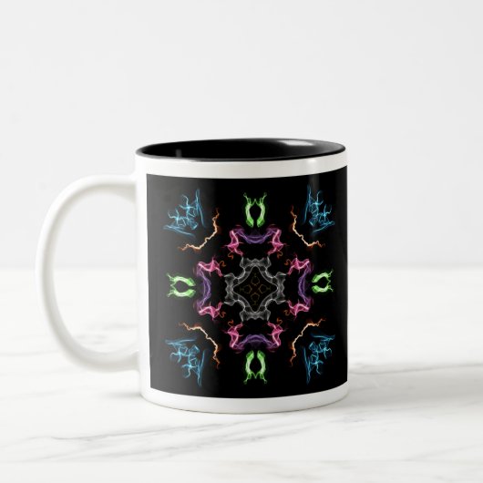 Abstracte Mandala Digital Tekening Tweekleurige Koffiemok (Links)