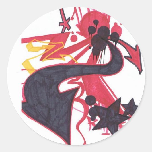 Abstracte manier ronde sticker (Voorkant)