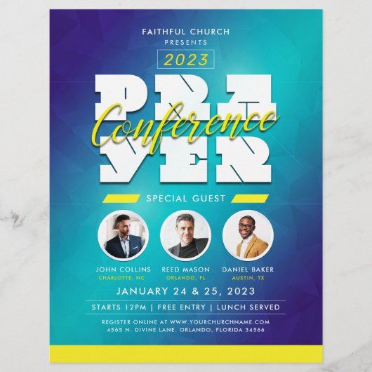 Abstracte Mannen Church Prayer Conference Service Flyer (Voorkant)