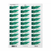 Abstracte maragdgroene penseelstreken etiket (Full Sheet)