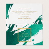 Abstracte maragdgroene penseelstreken visitekaartjes (Buitenkant ongevouwen)