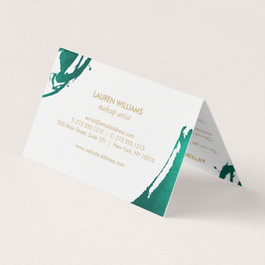 Abstracte maragdgroene penseelstreken visitekaartjes (Achterkant)