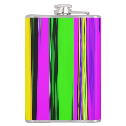 Abstracte mardi Gras Stripes Heupfles (Achterkant)