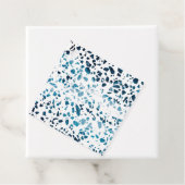 Abstracte marine Terrazzo Mosaic & Light Blue Patt Bedankjes Labels (In situ)