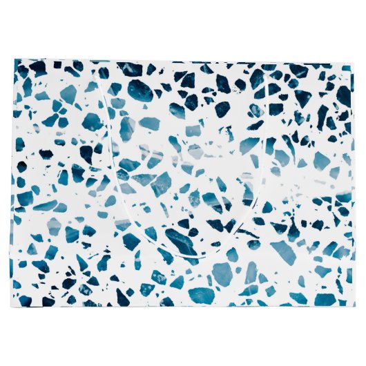 Abstracte marine Terrazzo Mosaic & Light Blue Patt Groot Cadeauzakje (Achterkant)