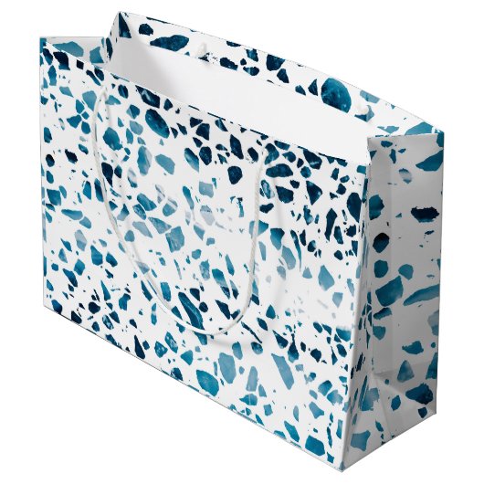 Abstracte marine Terrazzo Mosaic & Light Blue Patt Groot Cadeauzakje (Achterkant Gekanteld)