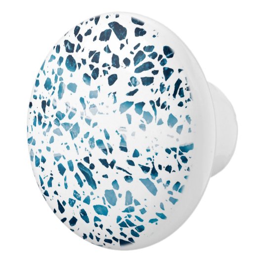 Abstracte marine Terrazzo Mosaic & Light Blue Patt Keramische Knop (Rechts)