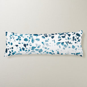 Abstracte marine Terrazzo Mosaic & Light Blue Patt Lichaamskussen