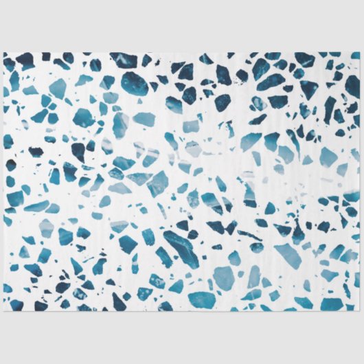 Abstracte marine Terrazzo Mosaic & Light Blue Patt Tissuepapier (Voorkant)