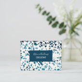 Abstracte marine Terrazzo Mosaic & Light Blue Patt Visitekaartje (Staand voorkant)