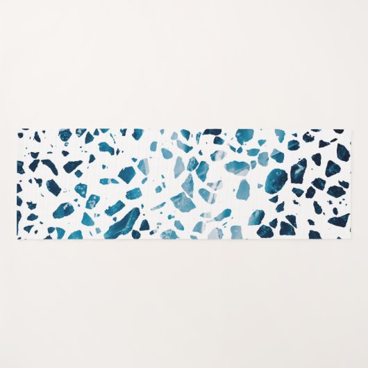 Abstracte marine Terrazzo Mosaic & Light Blue Patt Yogamat (Voorkant (horizontaal))