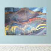 Abstracte marineblauw gouden Waterverf elegant mod Canvas Afdruk (Insitu (Houten vloer))