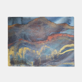 Abstracte marineblauw gouden Waterverf elegant mod Deurmat