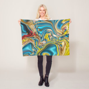 abstracte marmer zwelt gele blauwgroen turkooizen fleece deken