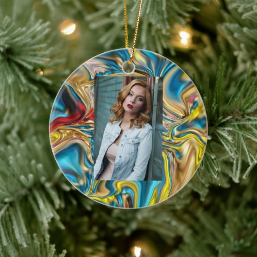 abstracte marmer zwelt gele blauwgroen turkooizen keramisch ornament (Boom)