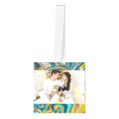 abstracte marmer zwelt gele blauwgroen turkooizen kubus ornament (Voorkant)