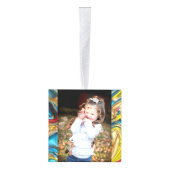 abstracte marmer zwelt gele blauwgroen turkooizen kubus ornament (Rechts)