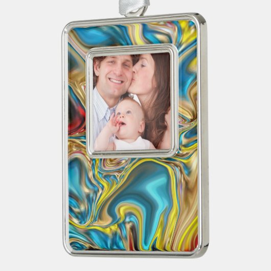 abstracte marmer zwelt gele blauwgroen turkooizen  verzilverd kader ornament (Links)