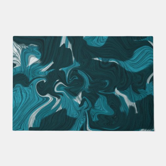 Abstracte marmerafbeelding Blauw Deurmat (Voorkant)