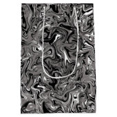 Abstracte marmerafbeelding zwart medium cadeauzakje (Achterkant)