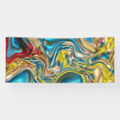 abstracte marmeren krullen geel teal turquoise bla spandoek (Horizontaal)