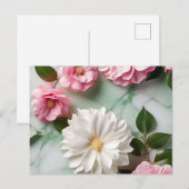 Abstracte marmeren kunst met botanische briefkaart (Voorkant / Achterkant)