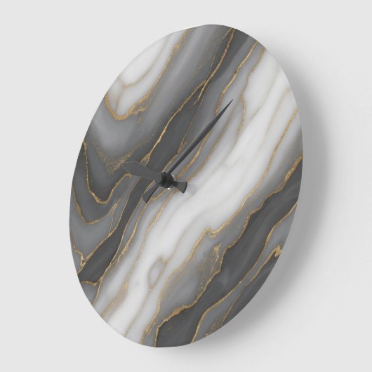 Abstracte marmeren wandklok – grijs, wit en goud D Grote Klok (Hoek)