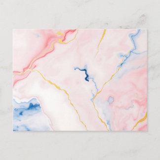 Abstracte Marmeren Waterverf in Pastel Pinks Blues Briefkaart