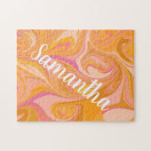 Abstracte marmerkunst in geel legpuzzel (Horizontaal)