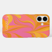 Abstracte marmerkunst in heldergeel en roze Case-Mate iPhone case (Achterkant (horizontaal))