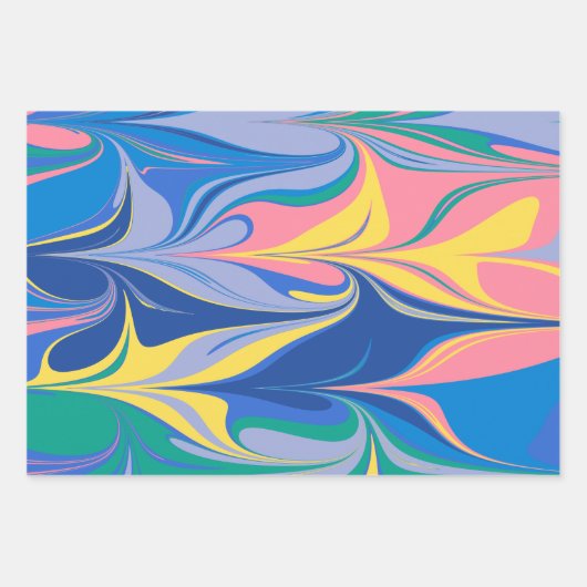 Abstracte marmerkunst in kleurrijk, helder blauw inpakpapier vel (Voorkant 2)