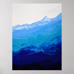 Abstracte marmerkunst met blauw water poster