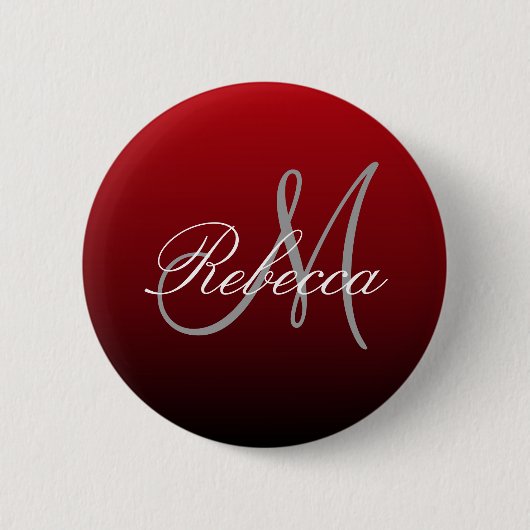 abstracte marsala maroon grijs bordeaux monogramme ronde button 5,7 cm (Voorkant)