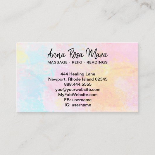 *~* Abstracte massagetherapie Visitekaartje (Achterkant)