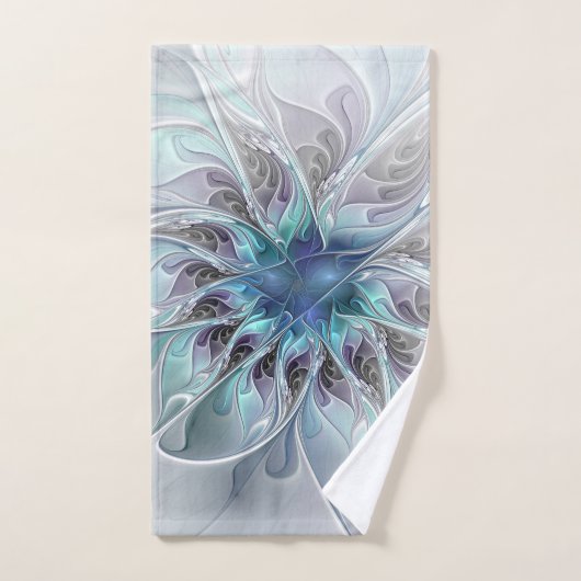 Abstracte matige bloem met blauw bad handdoek (Handdoek)