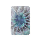 Abstracte matige bloem met blauw badmat (Voorkant Verticaal)