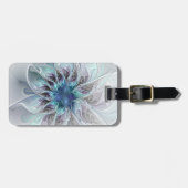 Abstracte matige bloem met blauw bagagelabel (Voorkant horizontaal)