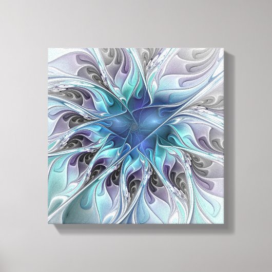 Abstracte matige bloem met blauw canvas afdruk (Voorkant)