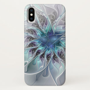 Abstracte matige bloem met blauw iPhone x hoesje
