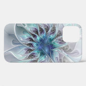 Abstracte matige bloem met blauw Case-Mate iPhone case (Achterkant (horizontaal))