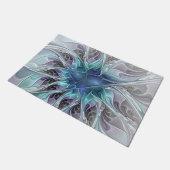 Abstracte matige bloem met blauw deurmat (Schuin)