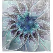 Abstracte matige bloem met blauw douchegordijn (Voorkant)