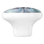 Abstracte matige bloem met blauw keramische knop (Zijkant)