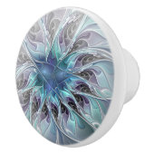 Abstracte matige bloem met blauw keramische knop (Rechts)