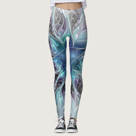 Abstracte matige bloem met blauw leggings (Voorkant)