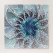 Abstracte matige bloem met blauw legpuzzel (Horizontaal)