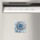 Abstracte matige bloem met blauw magneet (Insitu (Vaatwasser))