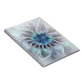 Abstracte matige bloem met blauw notitieboek (Rechterzijde)