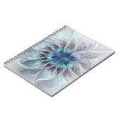 Abstracte matige bloem met blauw notitieboek (Linkerzijde)